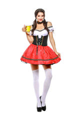 Women German Oktoberfest Short Dress Carnival Beer Girl Uniform PQPS7097