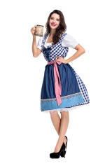 Dark Blue German Oktoberfest Midi Dress Beer Girl Carnival Uniform PQPS2843