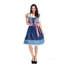 Dark Blue German Oktoberfest Midi Dress Beer Girl Carnival Uniform PQPS2843