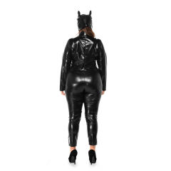 Plus Size Mardi Gras Uniform Leather Halloween Cat Girl Costume PQPS14032
