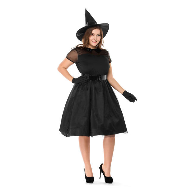 Plus Size Witches Costume Short Sleeve Black Gothic Beauties Uniform PQPS1727