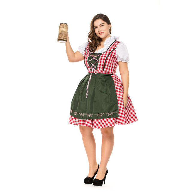 Plus Size Bavarian Traditional Beer Dress German Oktoberfest Costumes PQPS2841