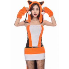 Carnival Plush Fox Costume for Women Faux Fur Animal Cosplay Uniform PQPS796