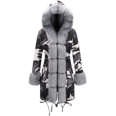 Winter Dust Coat Camouflage Jacket Women's Three-quarter Coat PQ19D008
