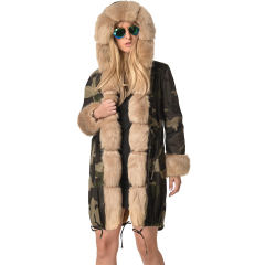Faux Fur Clothing Long Sleeve Trench Coats Camouflage Jacket PQ19D013
