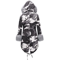 Winter Dust Coat Camouflage Jacket Women's Three-quarter Coat PQ19D008