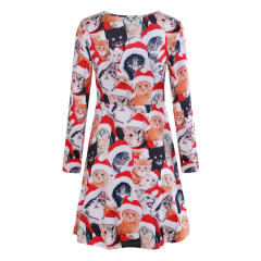 Christmas Casual Dresses for Women Animal Print Party Dress PQ22925B
