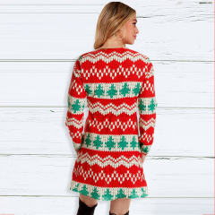 V-neck Ugly Christmas Dress for Women Printed Leisure Dress PQ22923B