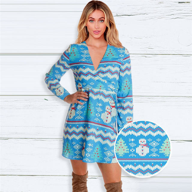 Christmas Fashion Apparel for Women Digital Print Day Dress PQ22923F