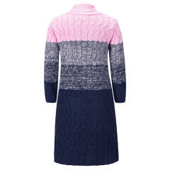 Winter Knitted Sweaters For Women Striped Long Sleeve Wool Coat PQLQ056