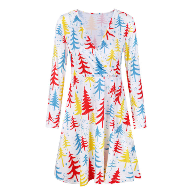 V-neck Christmas Tree Casual Dress for Women Winter Dresses PQ22923C