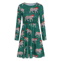 Christmas Skater Dresses for Women Animal Print Casual Dress PQ22925F