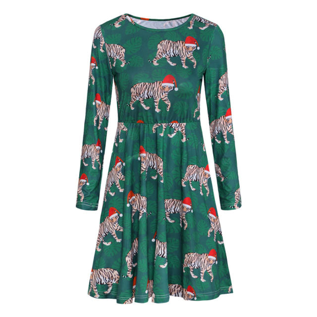 Christmas Skater Dresses for Women Animal Print Casual Dress PQ22925F