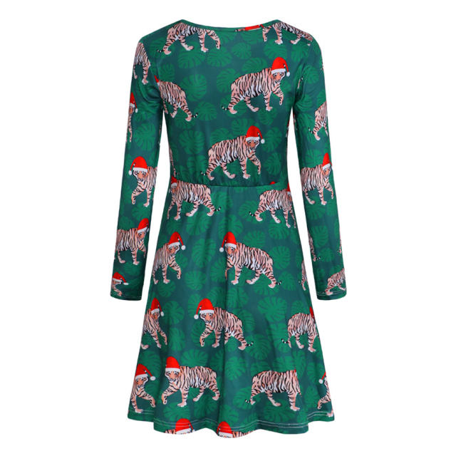 Christmas Skater Dresses for Women Animal Print Casual Dress PQ22925F