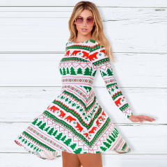 Christmas Print Party Dresses for Women PQ22925A