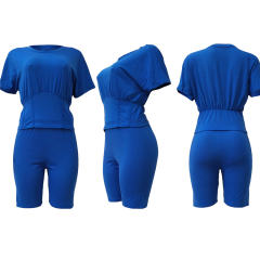 Women High Waist Tracksuits Slim Solid Color Streetwear PQCM742