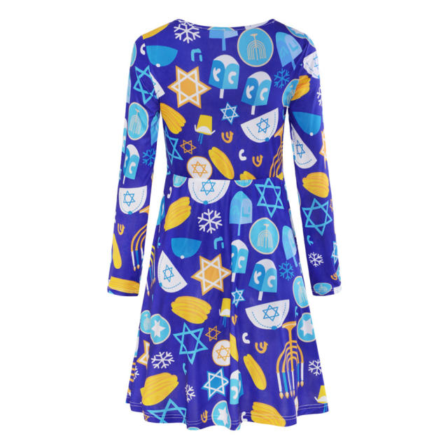 Christmas Day Dresses for Women Digital Print Leisure Dress PQ22925E