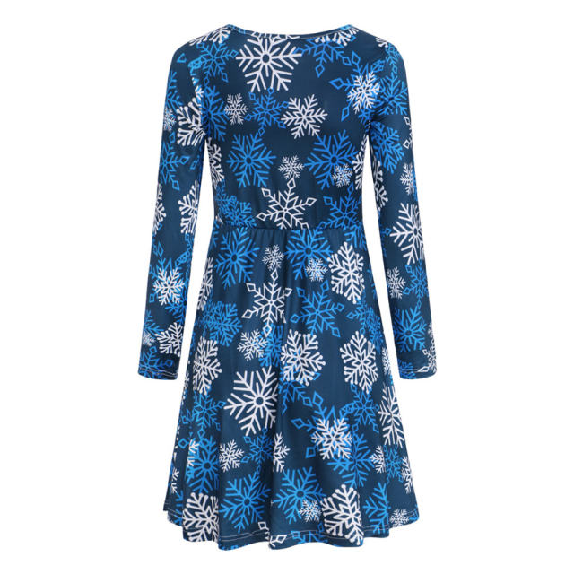Christmas Daily Dresses for Women Snow Print Casual Dress PQ22925D