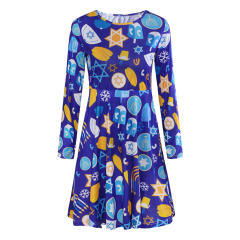 Christmas Day Dresses for Women Digital Print Leisure Dress PQ22925E