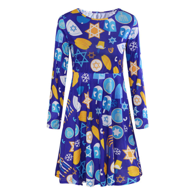 Christmas Day Dresses for Women Digital Print Leisure Dress PQ22925E