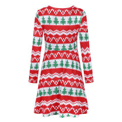 V-neck Ugly Christmas Dress for Women Printed Leisure Dress PQ22923B