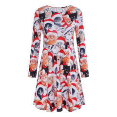 Christmas Casual Dresses for Women Animal Print Party Dress PQ22925B