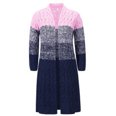 Winter Knitted Sweaters For Women Striped Long Sleeve Wool Coat PQLQ056