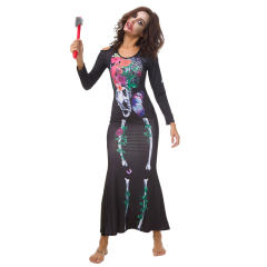 Halloween Vampire Fancy Dress Colorful Skeleton Printed Uniform PQDD80836A