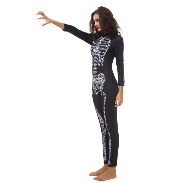 Halloween Skeleton Printing Catsuit Horror Cosplay Bloodsucker Costumes PQ80845