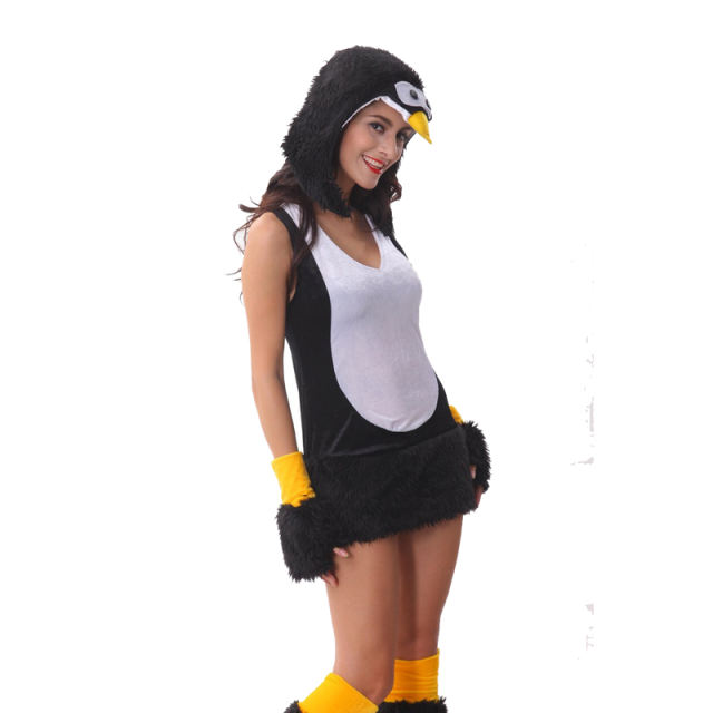 Faux Fur Sexy Dark Carnival Cartoon Cosplay Winter Penguin Costume PQ80508