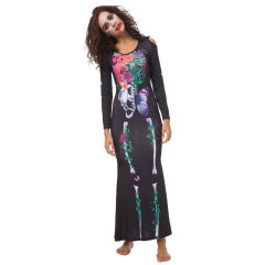 Halloween Vampire Fancy Dress Colorful Skeleton Printed Uniform PQDD80836A