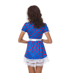 Halloween Evil Maid Fancy Dress Polka Dot Horror Cosplay Costume PQ80880