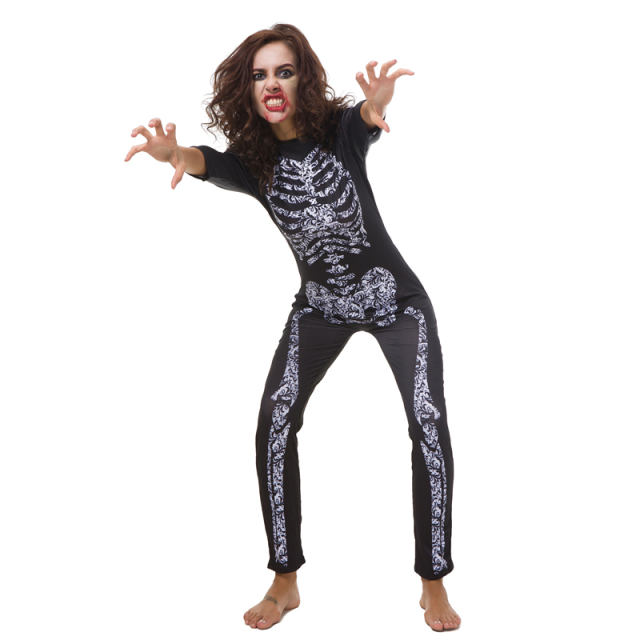 Halloween Skeleton Printing Catsuit Horror Cosplay Bloodsucker Costumes PQ80845