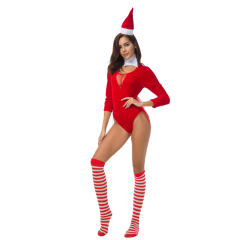 Christmas Costumes for Women Sexy Xmas Bodysuit with Hat PQ80990