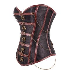European Court Buckle Bandage Waist Trainer Espartilho Corpete Coreselet PQT8437
