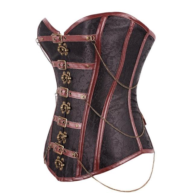 European Court Buckle Bandage Waist Trainer Espartilho Corpete Coreselet PQT8437