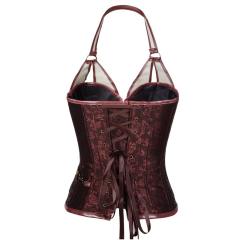 Plus Size Brown and Black Palace Corset Halter Gothic Bustier PQT8407A