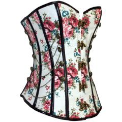 Sexy Gothic Corset for Women Floral Print Overbust Corselet PQT8375