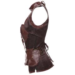Women Luxury Medieval Gothic Punk Corset Straitjacket Faux Leather Body Shaper PQT8422A