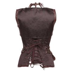 Women Luxury Medieval Gothic Punk Corset Straitjacket Faux Leather Body Shaper PQT8422A