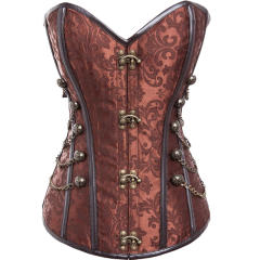 Black Steampunk Court Gothic Corset Sexy Metal Chain Corselet PQT8266A