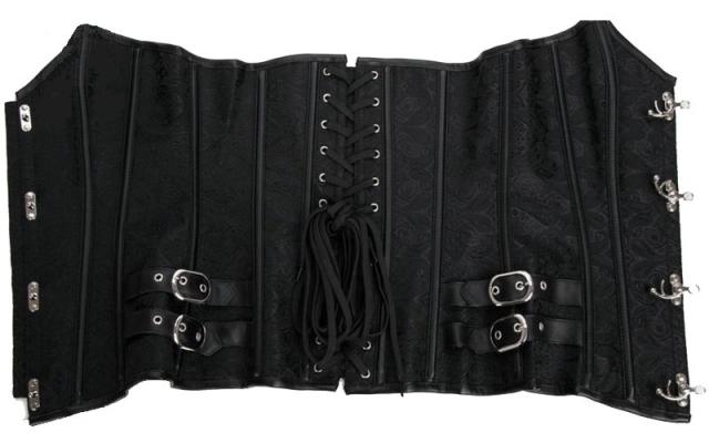 Gothic Women Brocade Overbust Corsets Front Clasp Bustiers PQT8410
