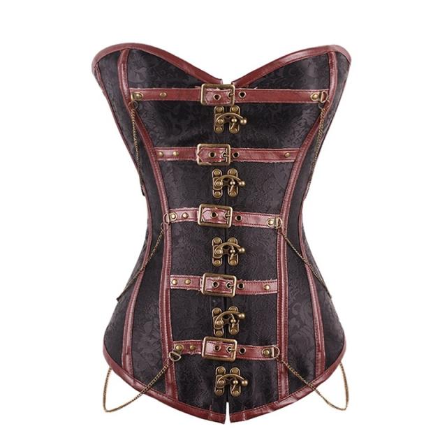 European Court Buckle Bandage Waist Trainer Espartilho Corpete Coreselet PQT8437