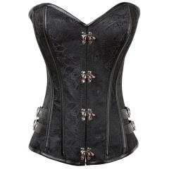 Gothic Women Brocade Overbust Corsets Front Clasp Bustiers PQT8410