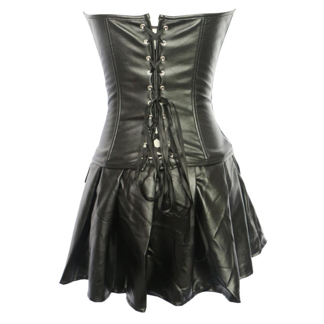 Fashion Black PU Corselet Dress Retro Gothic Beauties Bustiers PQT8341
