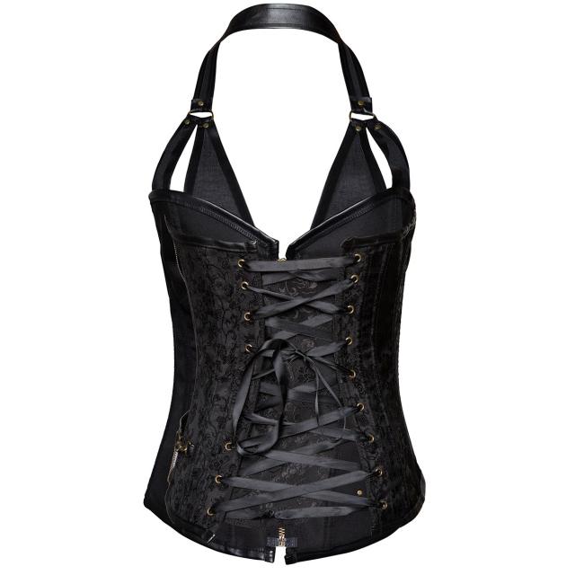 Plus Size Brown and Black Palace Corset Halter Gothic Bustier PQT8407A