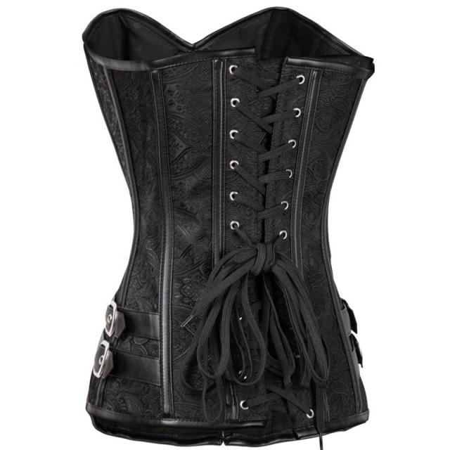 Gothic Women Brocade Overbust Corsets Front Clasp Bustiers PQT8410