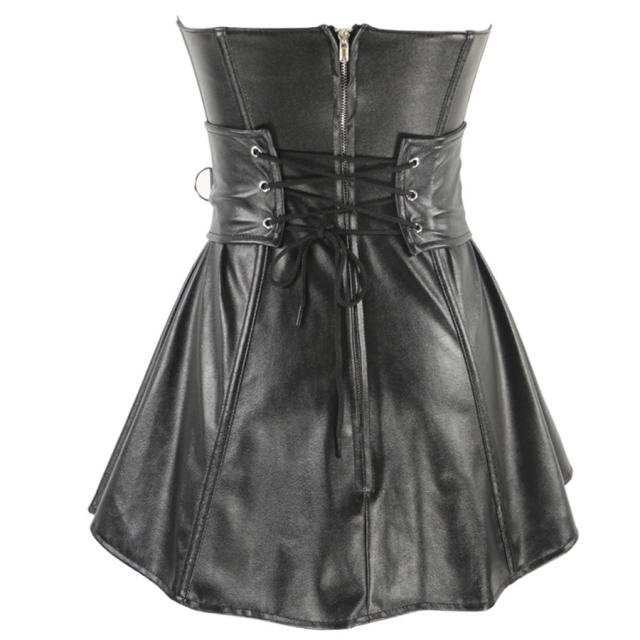 Black Zipper Front Gothic Corsets Fetish Overbust Corselet PQT8385A