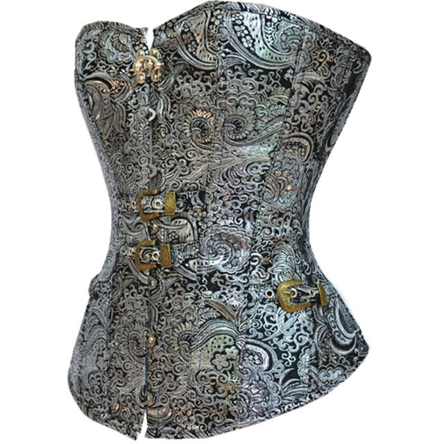 Royal Court Overbust Corset Steampunk Print Corselet for Women PQT8373