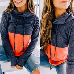 Contrast Color Autumn Hoodies Long Sleeve Sweater for Women PQOM9138